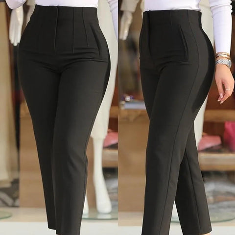 Women's Trousers Women's Pencil Pants Elegant Office Solid Color Trousers Autumn And Winter High Waist Women's Pants Elite Boutique