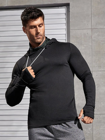 Men Long-sleeved T-shirt Sun Protection Hooded Shirt Casual Sports Breathable Hiking Go Fishing Shirts UV-Proof Solid Color TOPS Elite Boutique
