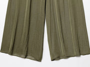 TRAF Pants for Women Fashion Spring Autumn New Solid Color Folded Chic Female Elastic High Waist Wide Leg Trousers Mujer Elite Boutique