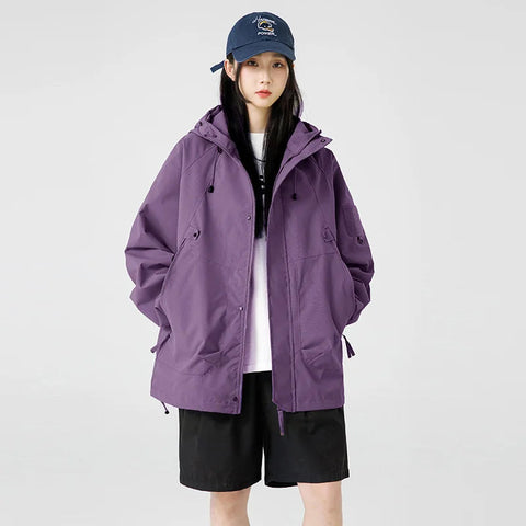 Streetwear Jackets for Women Autumn Waterproof Hooded Jacket Outdoor Casual Outerwear Unisex Tactical Coat Windproof Windbreaker Elite Boutique