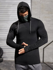 Men Long-sleeved T-shirt Sun Protection Hooded Shirt Casual Sports Breathable Hiking Go Fishing Shirts UV-Proof Solid Color TOPS Elite Boutique