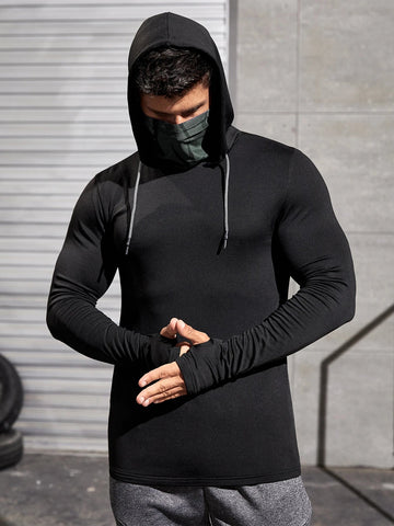 Men Long-sleeved T-shirt Sun Protection Hooded Shirt Casual Sports Breathable Hiking Go Fishing Shirts UV-Proof Solid Color TOPS Elite Boutique