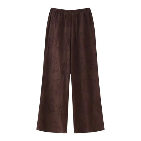 TRAFZA 2025 Women Trouser Suit Casual Embroidered Round Neck Sleeveless Slim Top+Elastic Waist Drawstring Loose Long Pants Elite Boutique
