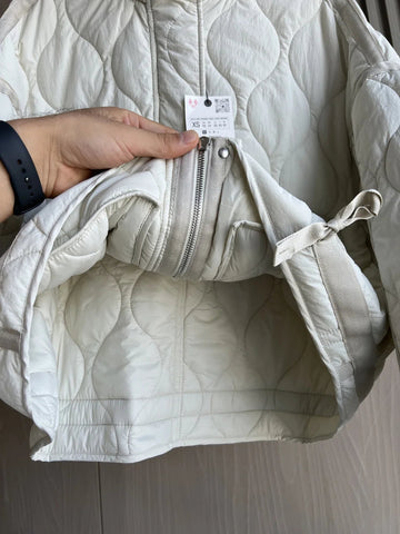 Quilted coat for women ETJ 2024traf QUILTED JACKET WITH TIES new beige drawstring high neck pocket clip cotton jacket for women Elite Boutique