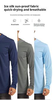 UPF 50+ Sun Protection T-Shirts Mens Long Sleeve Hoodie Casual Quick Dry T shirts Outdoor Hike Sports Run Pullover Tops Elite Boutique