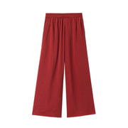 TRAF Pants for Women Fashion Spring Autumn New Solid Color Folded Chic Female Elastic High Waist Wide Leg Trousers Mujer Elite Boutique
