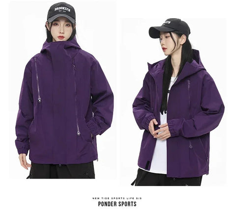 Streetwear Jackets for Women Autumn Waterproof Hooded Jacket Outdoor Casual Outerwear Unisex Tactical Coat Windproof Windbreaker Elite Boutique