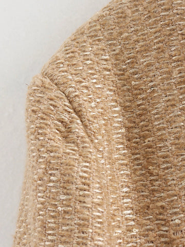 Chic Female Tweed Basic Jacket Coat Women Clothing Woolen Outerwear Long Sleeve Front Button Female Outerwear Chic Tops Elite Boutique
