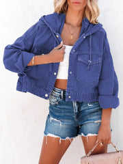 New Jackets for Women Hooded Denim Jacket Women Vintage Jean Coats Casual Long Sleeve Top Clothes Women Streetwear Elite Boutique