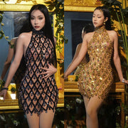 Women's Temperament Fashion Full Of Diamonds Mesh Short Skirt My Store